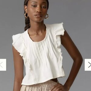 Pilcro | Leigh Viner x Anthropologie | Scoop-Neck Flutter-Sleeve | Size XL
